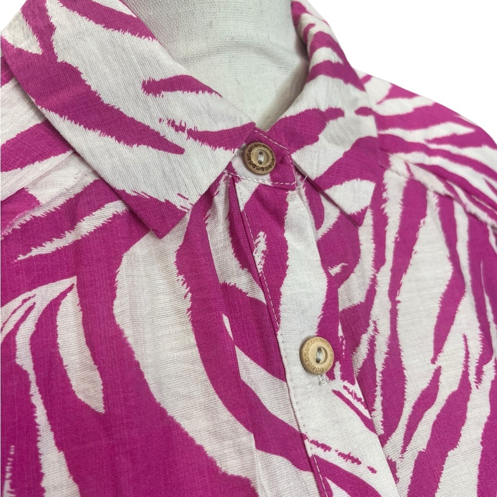 Umgee Pink Zebra Print Shirt Dress Oversized Button Front Mini Dress Small NWT - Picture 5 of 9